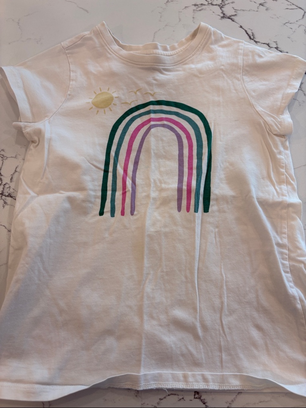 Tea collection Kids White Tee with Pink & Green Rainbow Print